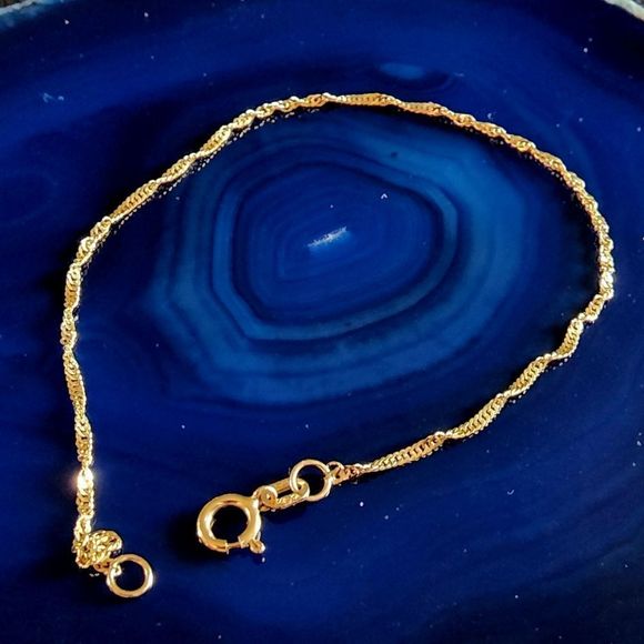 10k Gold ✨️ Twist Bracelet 7" Yellow Gold Rope Bracelet - Picture 2 of 5